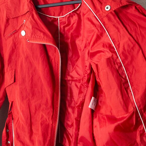 Gina Laura Selection Cropped Moto Jacket Red Belted Size S City Ready - Picture 7 of 11